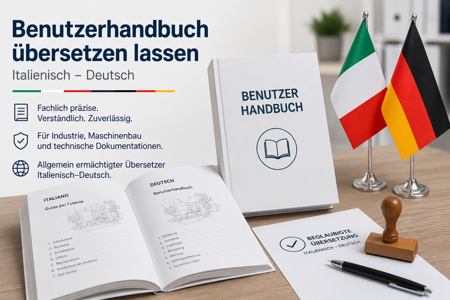 Benutzerhandbuch übersetzen lassen Italienisch Deutsch - Übersetzung Benutzerhandbuch