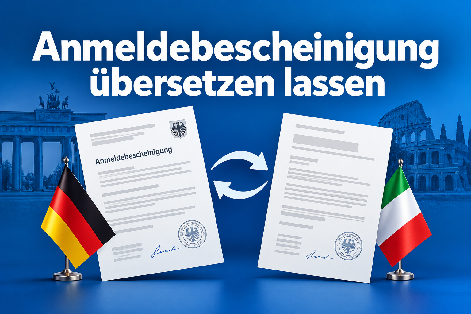 Anmeldebescheinigung übersetzen lassen Deutsch Italienisch, Übersetzung Anmeldebescheinigung