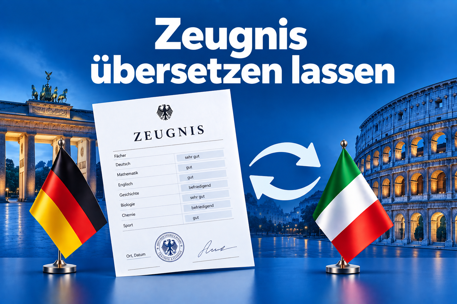 Zeugnis übersetzen lassen Deutsch Italienisch, Übersetzung Zeugnis